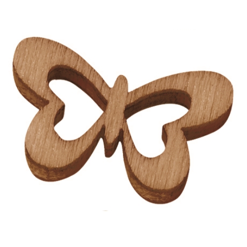 Borboletas Madeira Castanho 2Cm. (Blister c/ 12 un.)