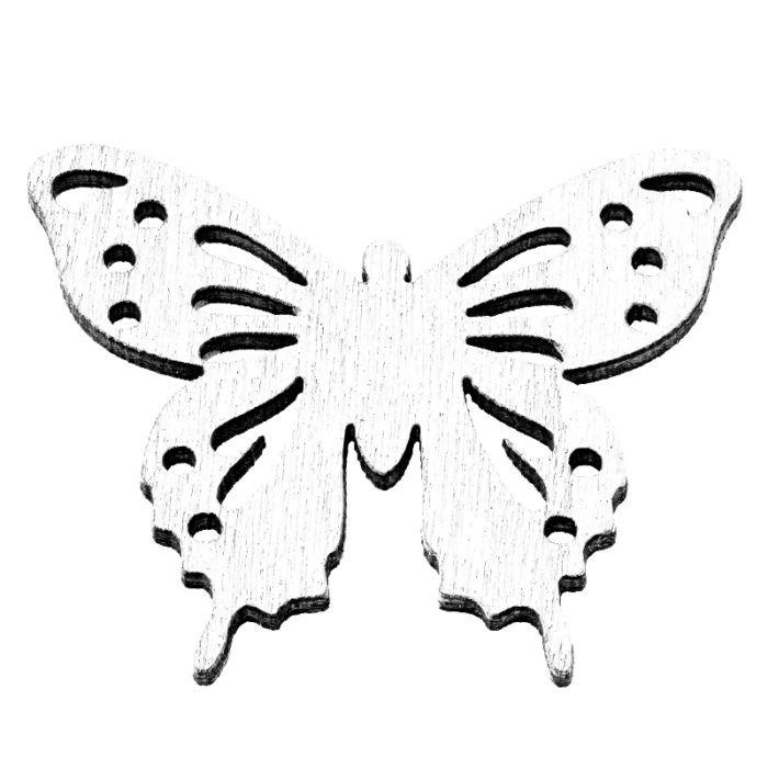 Borboletas Madeira Branca 3.8 Cm. (Blister c/ 6 un.)