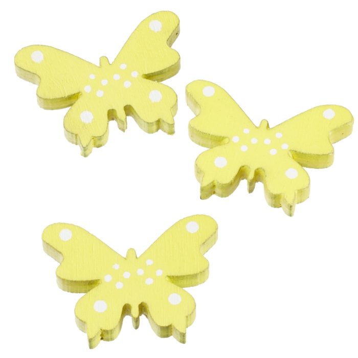 Borboletas de Madeira Amarelo 2.5 Cm. (Blister c/ 8 un.)