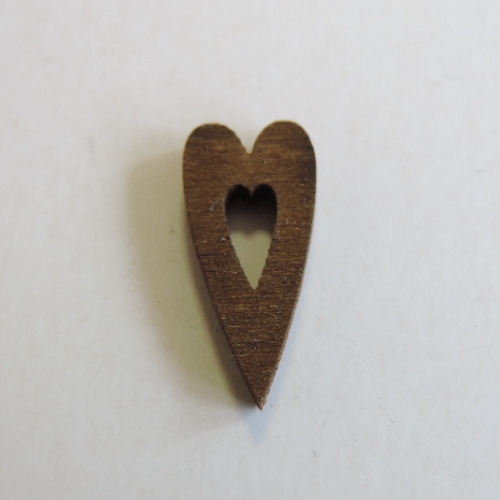Coração de Madeira Castanho 2 Cm. (Blister c/ 12 un.)