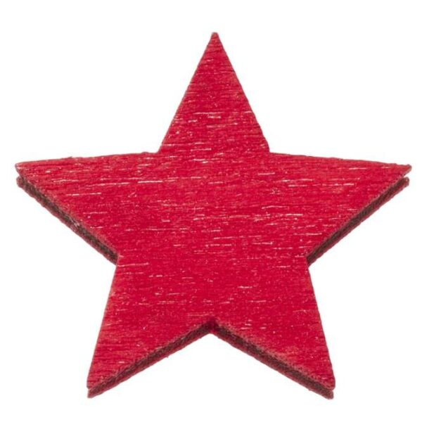 Estrela de Madeira Vermelha 2 Cm. (Blister c/ 12 un.)