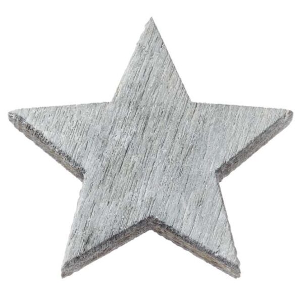Estrela de Madeira Prata 2 Cm. (Blister c/ 12 un.)
