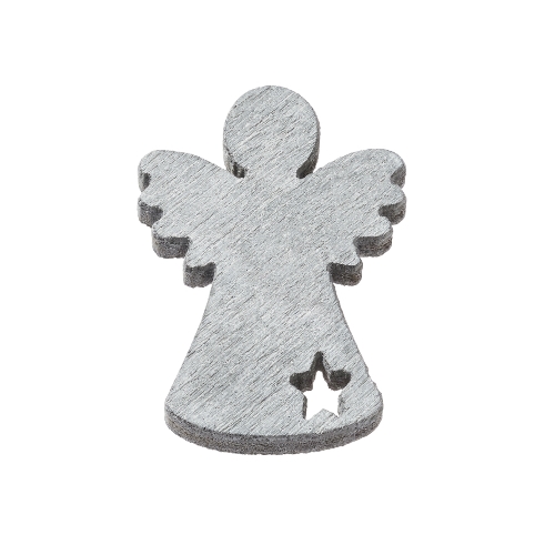 Anjo de Madeira Prata 2 Cm. (Blister c/ 12 un.)