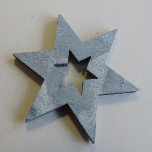 Estrela de Madeira Prata 4 Cm. (Blister c/ 6 un.)