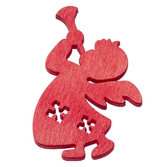 Anjo de Madeira Vermelho 4 Cm. (Blister c/ 6 un.)