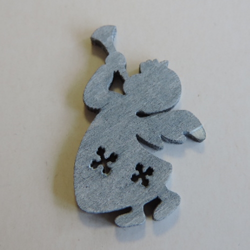 Anjo de Madeira Prata 4 Cm. (Blister c/ 6 un.)