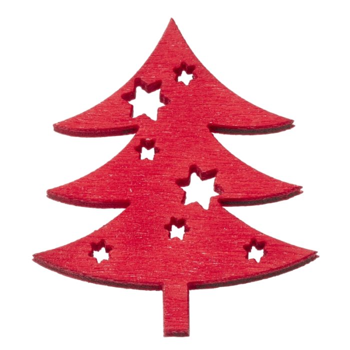 Árvore de Madeira Vermelho 4 Cm. (Blister c/ 6 un.)