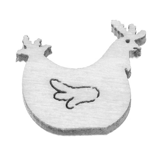 Galinha de Madeira Branco 2 Cm. (Blister c/ 12 un.)