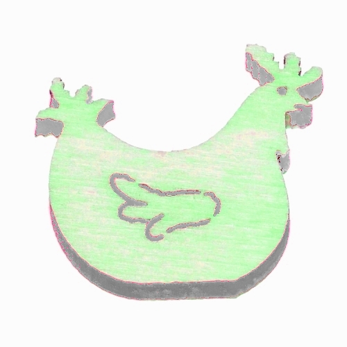 Galinha de Madeira Verde 2 Cm. (Blister c/ 12 un.)