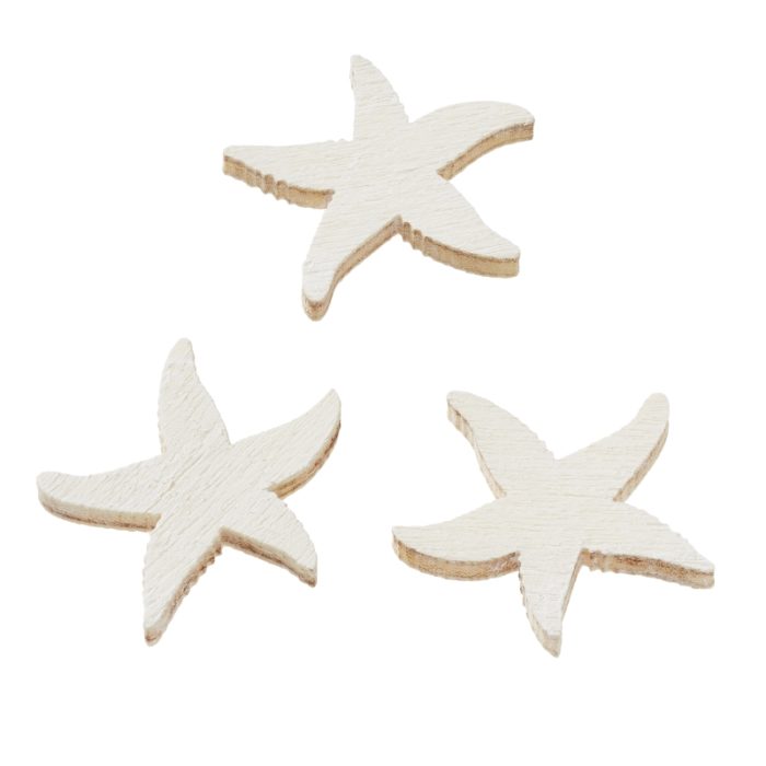Estrelas de Madeira Branco 2 Cm. (Blister c/ 12 un.)