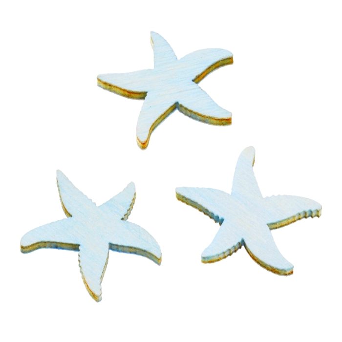 Estrelas de Madeira Azul 2 Cm. (Blister c/ 12 un.)