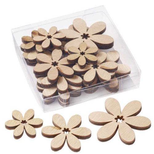 Flores de Madeira 3/5.5 Cm. (Blister c/ 18 un.)