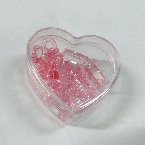 Caixa Coração c/ Biberão e Chupeta Rosa 20/25mm ( 16 un.)