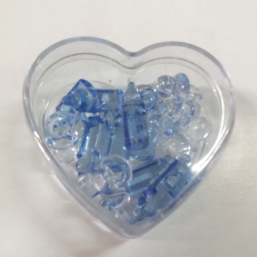 Caixa Coração c/ Biberão e Chupeta Azul 20/25mm ( 16 un.)