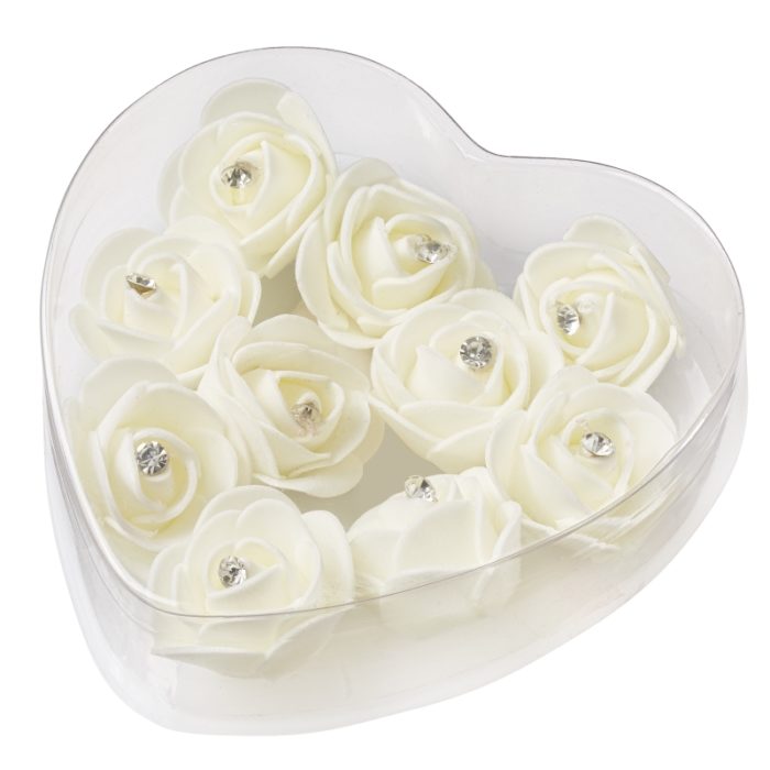 Caixa c/ 10 Rosas Creme 4 Cm.