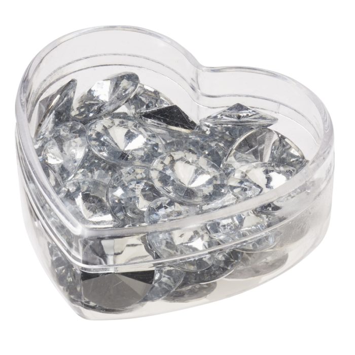 Caixa Coração c/ Diamantes 16mm ( 45 un.)