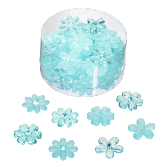 Flores Acrílico Turquesa 20mm ( caixa c/ 60 un.)
