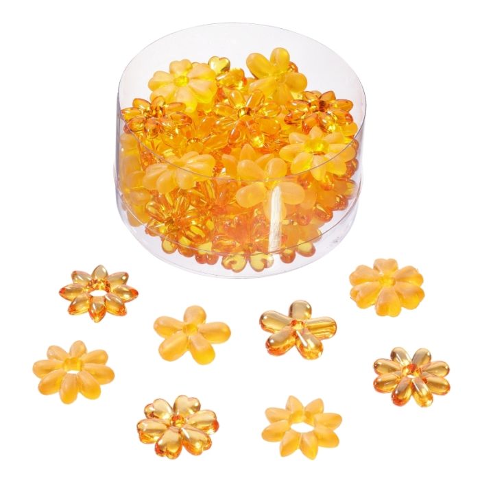 Flores Acrílico Laranja 20mm (caixa c/ 60 un.)