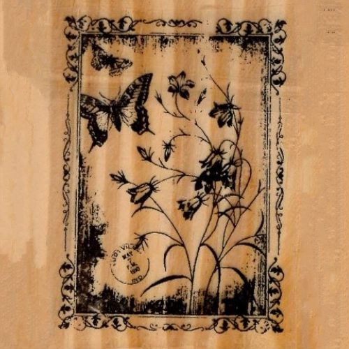 Carimbo Moldura Flores c/ Borboletas