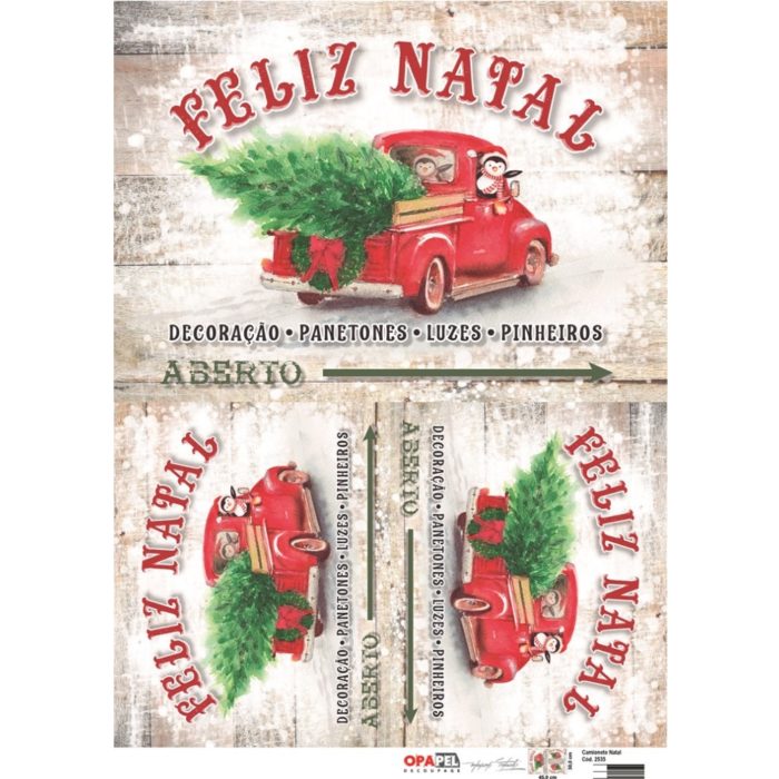 Papel Decoupage Camionete Natal 30X45