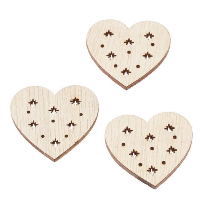 Corações Madeira 34mm (3 un.)