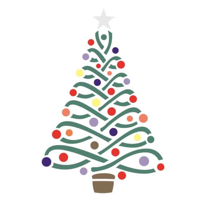 Stencil Opa 15x20 Árvore e Bolas