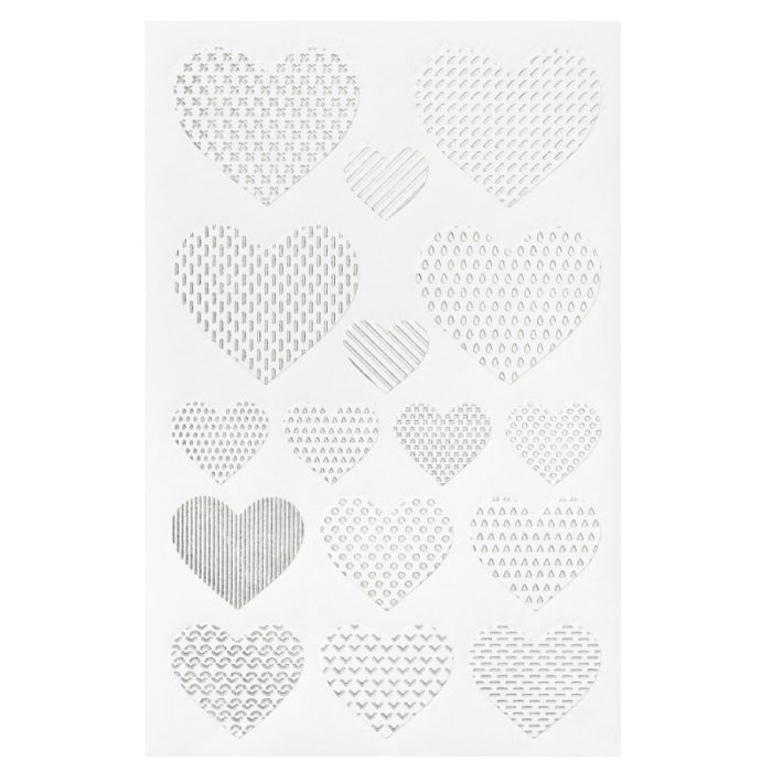 Sticker Corações Prata (2 folhas)