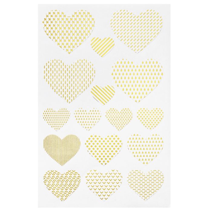 Sticker Corações Ouro (2 folhas)