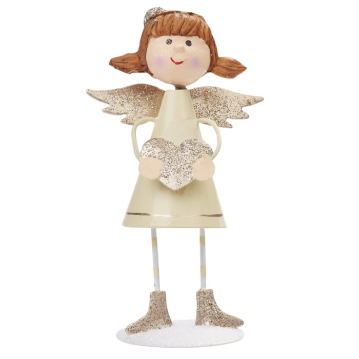 Anjo Metal c/ Coração Creme/Ouro 105mm