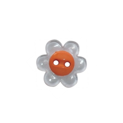 Botão Margarida Transparente Laranja (5 un.)