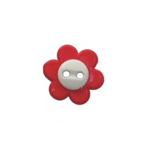 Botão Margarida Vermelho Branco (5 un.)