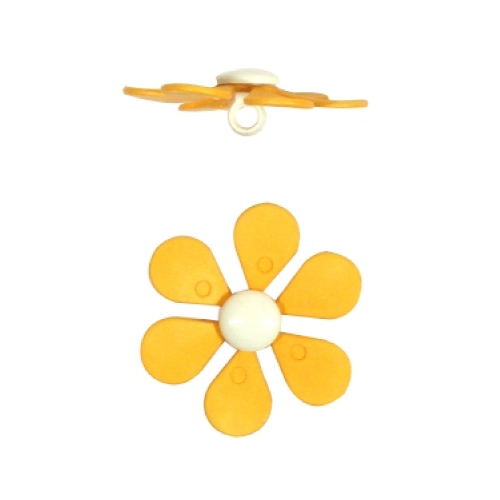 Botão Flor Amarelo Branco (4 un.)