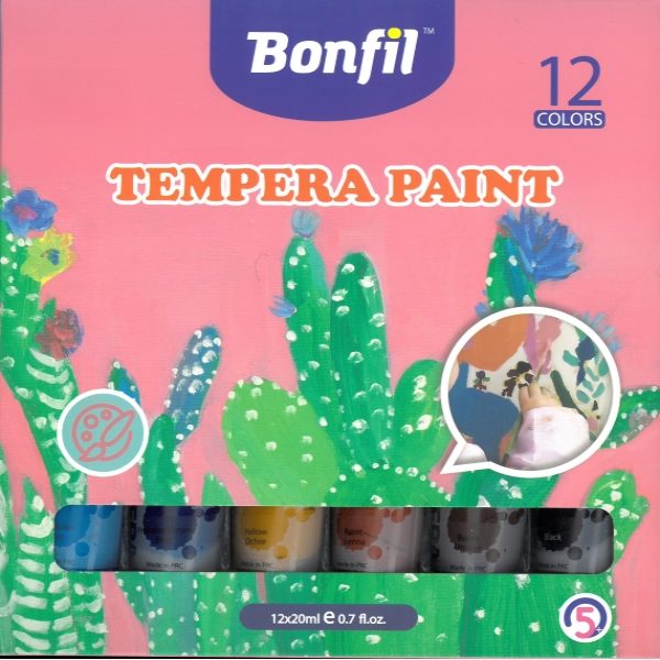 Tempera 12 Cores  Sort. 20ml.