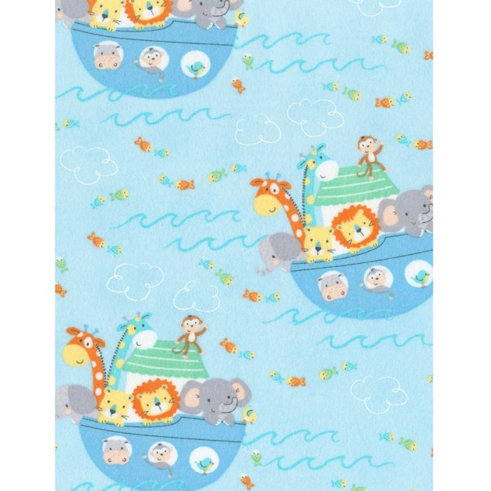 Tecido Flanela Animais Fd. Azul (1.10Mts.)