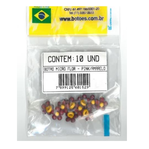 Botão Micro Flor Pink/Amarelo (10 un.)