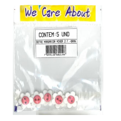 Botão Margarida menor 2F. Branco/Rosa (5 un.)