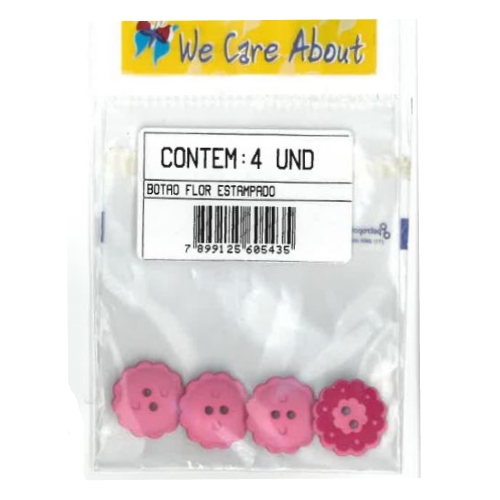Botão Flor Estampado (4 un.)