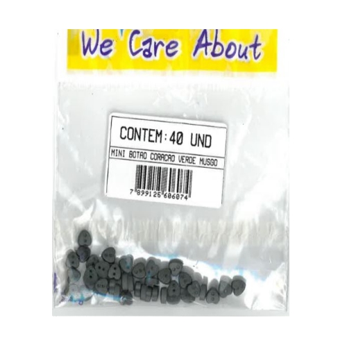 Mini Botão Coração Verde Musgo (40 un.)