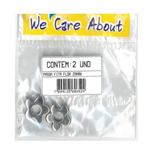 Botão Passa Fitas Flor Zamak (2 un.)
