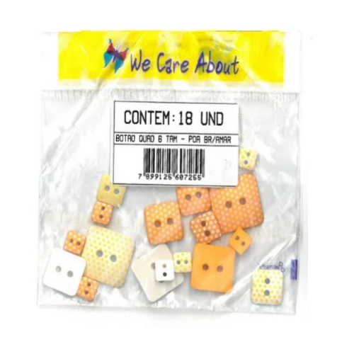Botão Quadrado 6 Tamanhos Poá (18 un.)