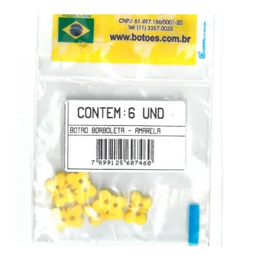 Botão Borboleta Amarelo (6 un.)