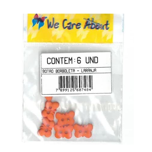 Botão Borboleta Laranja (6 un.)