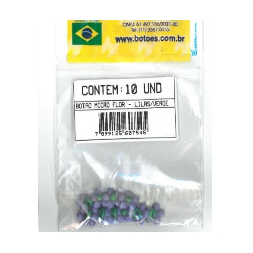 Botão Micro Flor Lilás/Verde (10 un.)