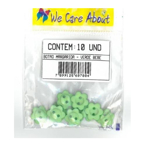 Botão Margarida Verde Bebé (10 un.)