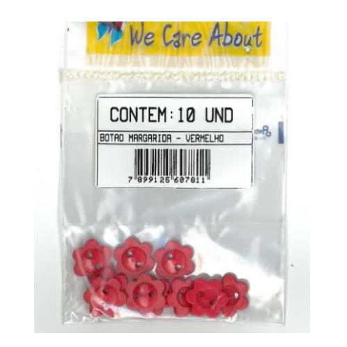 Botão Margarida Vermelho (10 un.)
