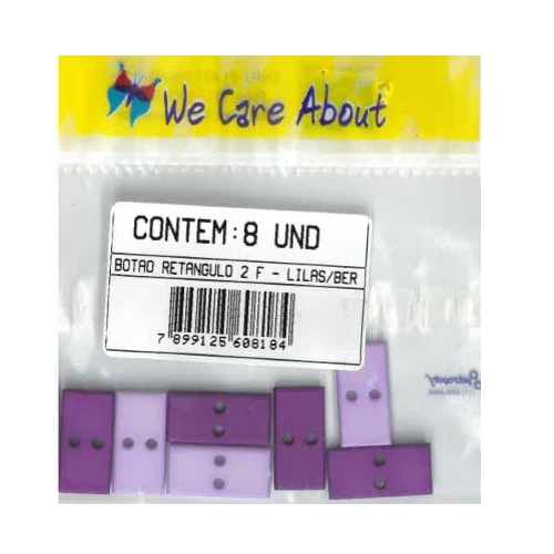 Botão Rectangular 2 F. Lilás/Beringela (8 un.)