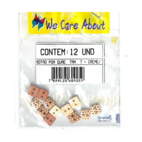 Botão Quadrado Poá Creme (12 un.)
