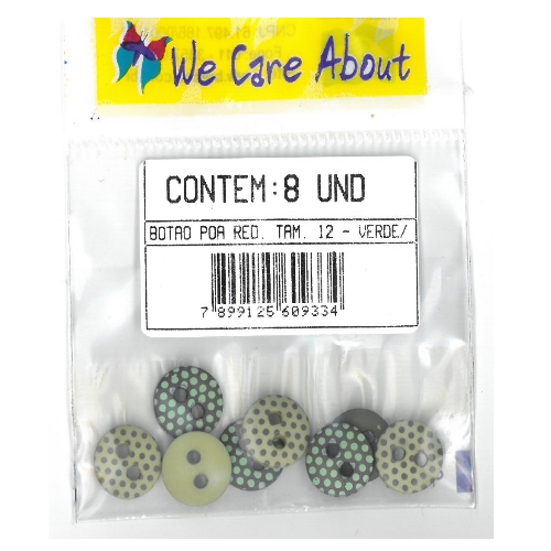 Botão Redondo Poa Verde Musgo (8 un.)