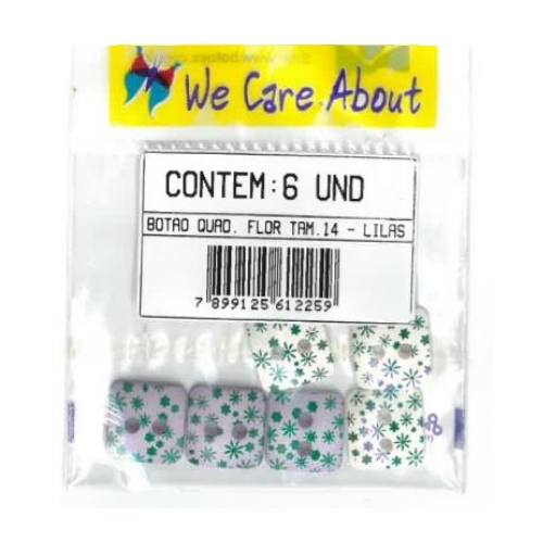 Botão Quadrado Flor Lilás (6 un.)