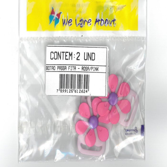 Botão Passa Fita Rosa/Pink (2 un.)